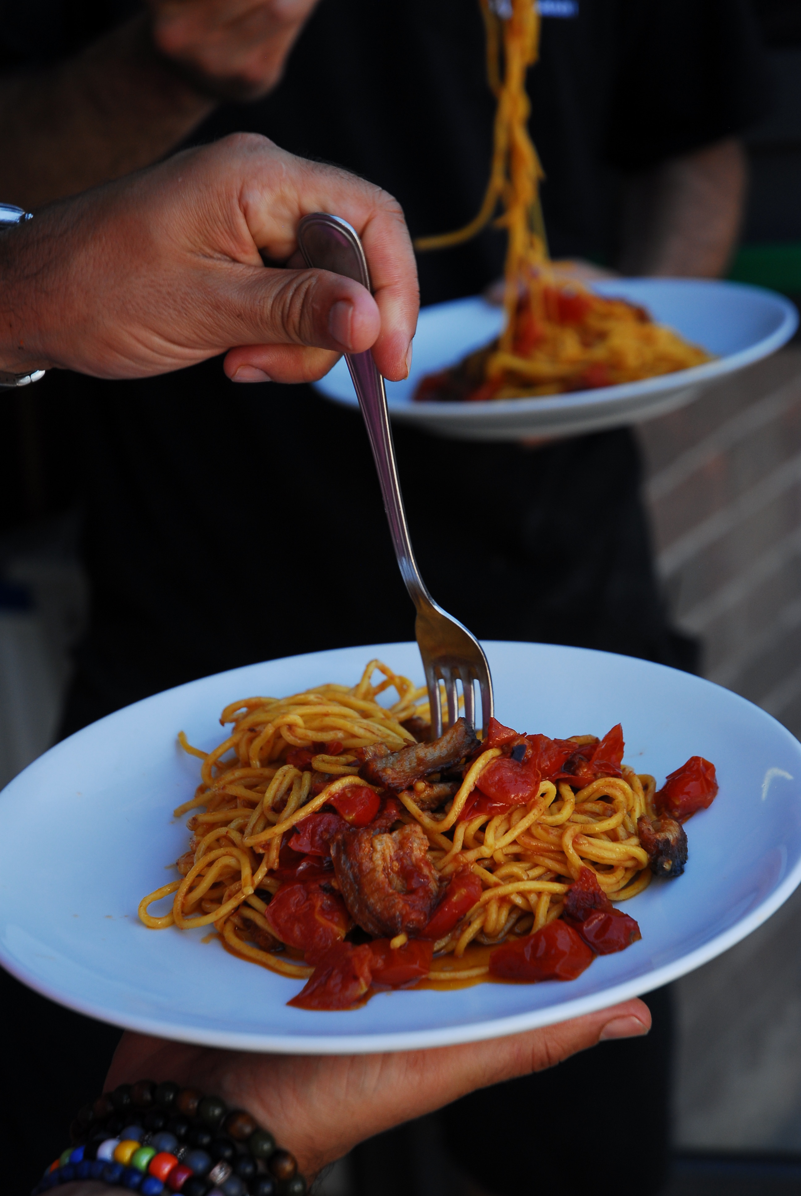 Pasta mit geräuchertem Aal