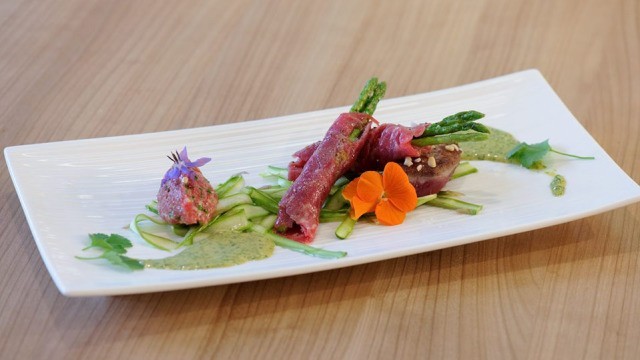 Dreierlei-Rinderfilet mit Koriander-Mayonnaise