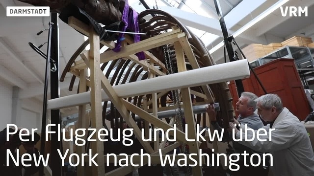 Auf in die USA - Darmstädter Mastodon wird verpackt