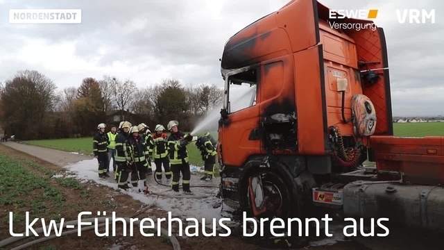Lkw brennt in Wiesbaden-Nordenstadt